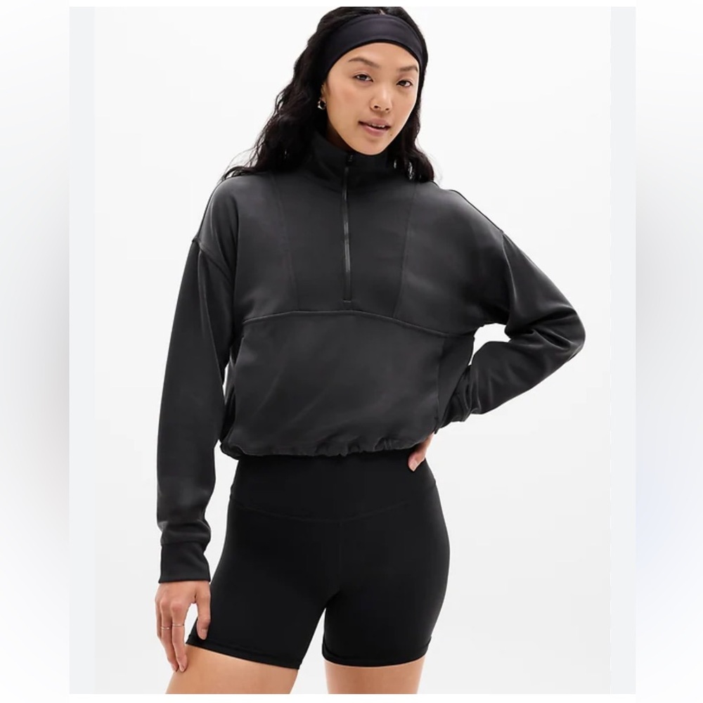 Athleta SeaSoft 1/4 Zip Bubble Hem Sweatshirt